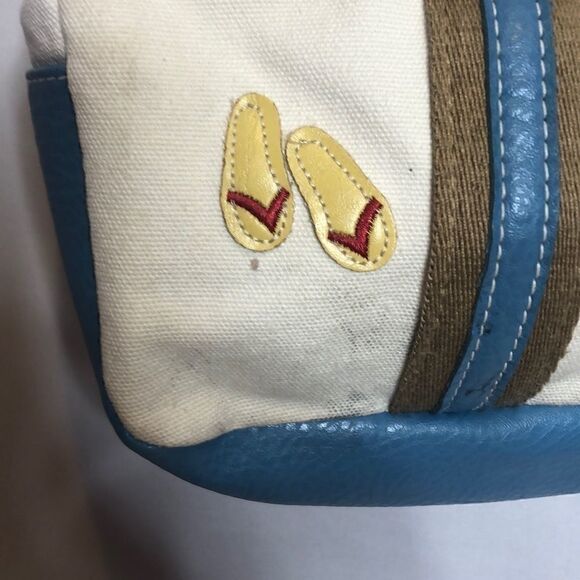 Beach tote bag. 100% cotton with vinyl trim. - Picture 4 of 8